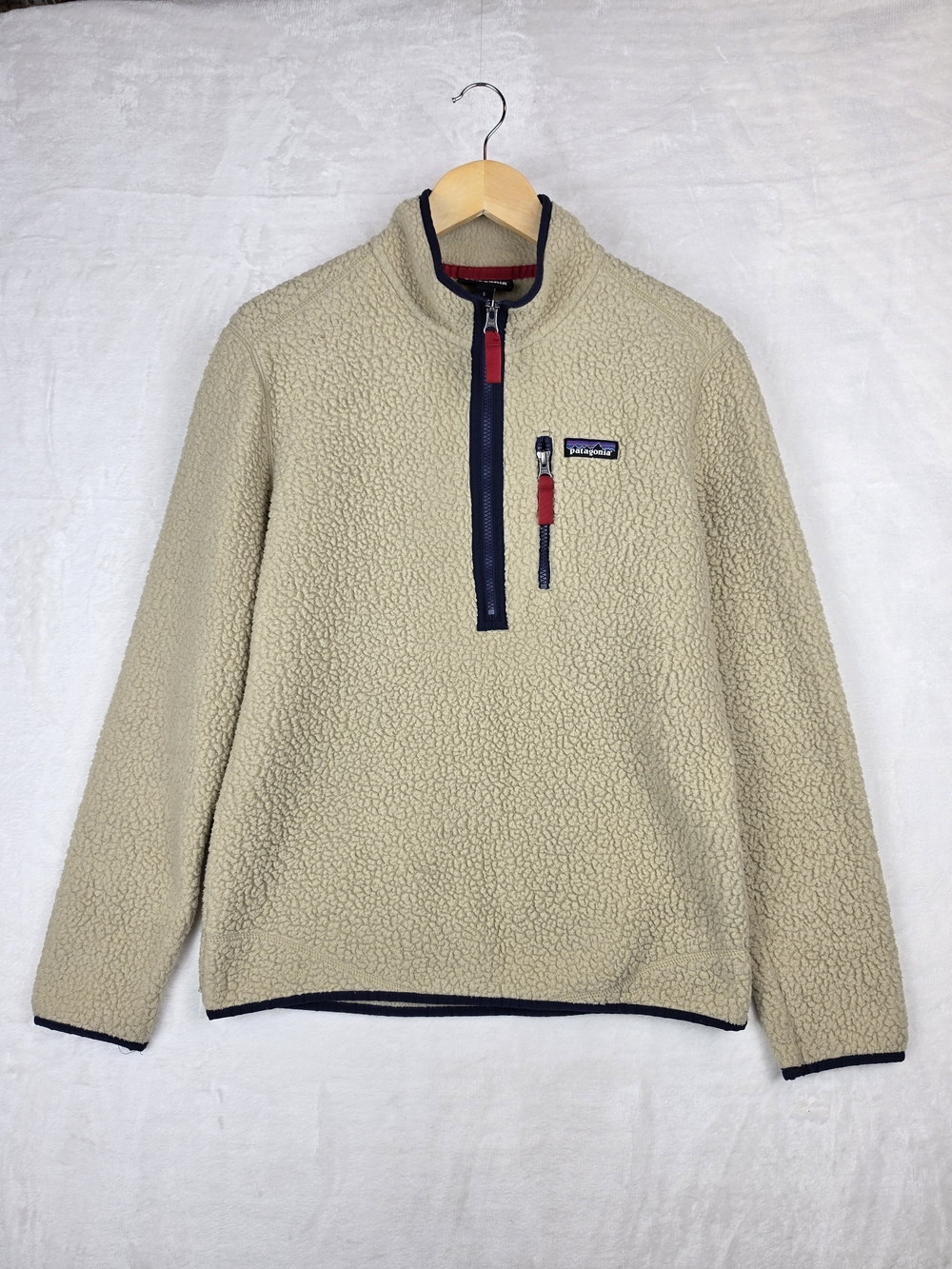 Patagonia Retro Pile Fleece Pullover Sweater Mens S Tan 1/4 Zip Sherpa 22810